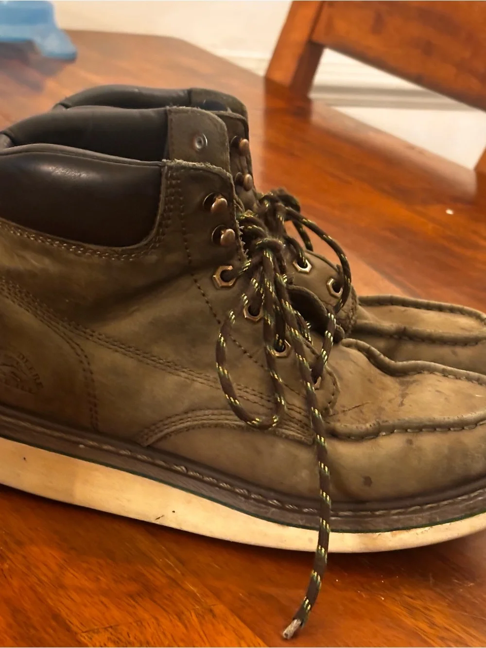 John Deere by Skechers Olive Green Leather Moc Toe Men's Boots size 8.5